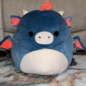 🐲Squishmallows Carin Dragon NWT 14” Beautiful Blue Dragon/Bright Orange